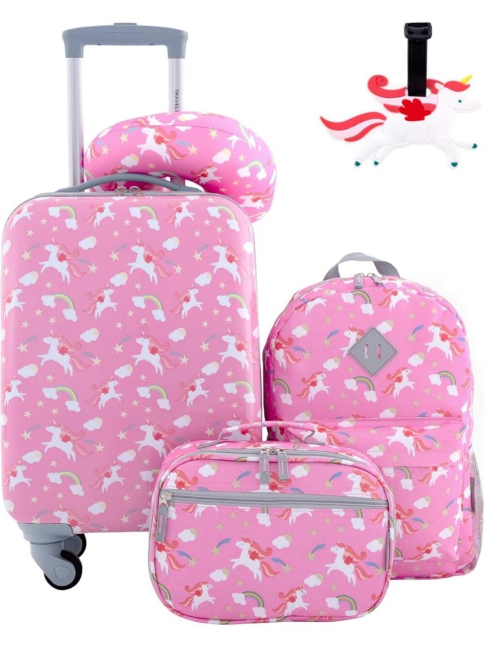Unicorn 5-Piece Kids' Luggage Set - Colorful, Lightweight, Travel Essentials